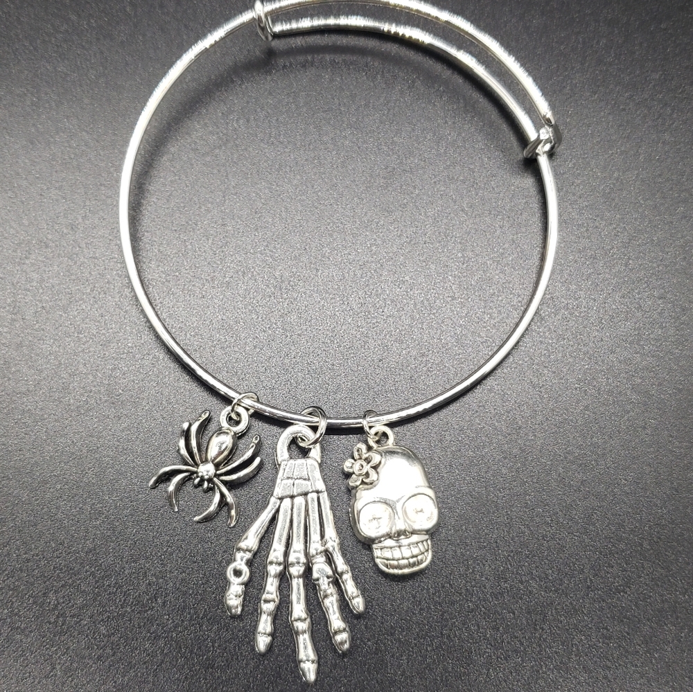 Spider Skelton Hand Sugar Skull Halloween Bracelet